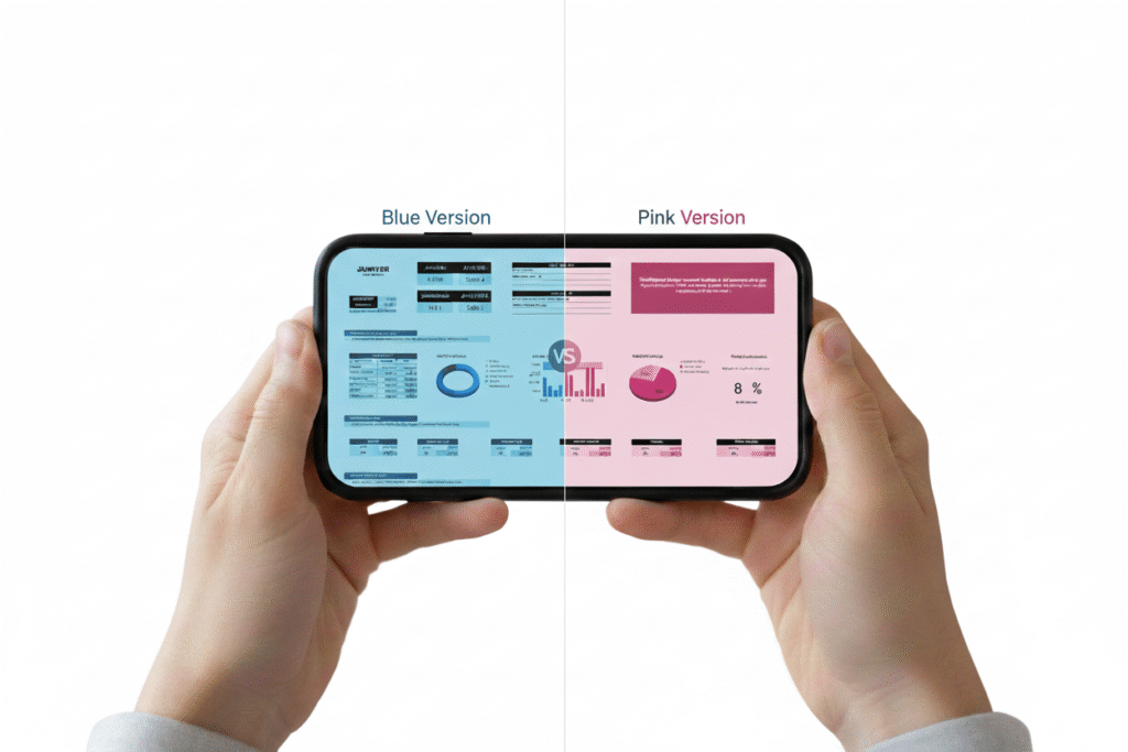 budget numérique affiché en deux versions : un thème bleu élégant et une option rose sur smartphone et ordinateur.